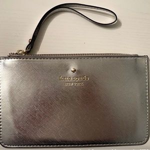 Kate Spade Silver Suffiano Leather Wristlet